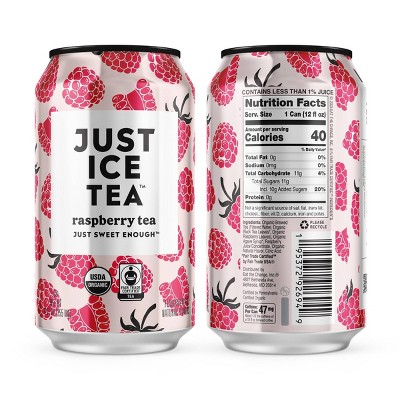 JUST ICE TEA Raspberry Black Tea - 4pk/12 fl oz Cans
