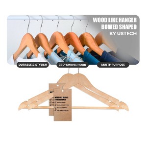 USTECH 30pk Suit Organiser Clothes Hanger Natural Wood - 1 of 4