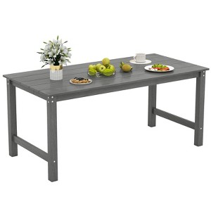 Tangkula HDPE Outdoor Dining Table for 6 Person 67" Patio Table w/ Wood-Like Tabletop - 1 of 4