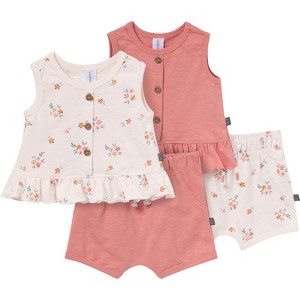 Modern Moments™ by Gerber Baby Girls' 4-Piece Sleeveless Peplum Tops and Shorts Set - 1 of 4
