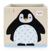 3 Sprouts Kids Childrens 13 Inch Square Felt Green Dragon Foldable Storage Cube Bin with Black/White Penguin Fabric Storage Cube Bin - 3 of 4