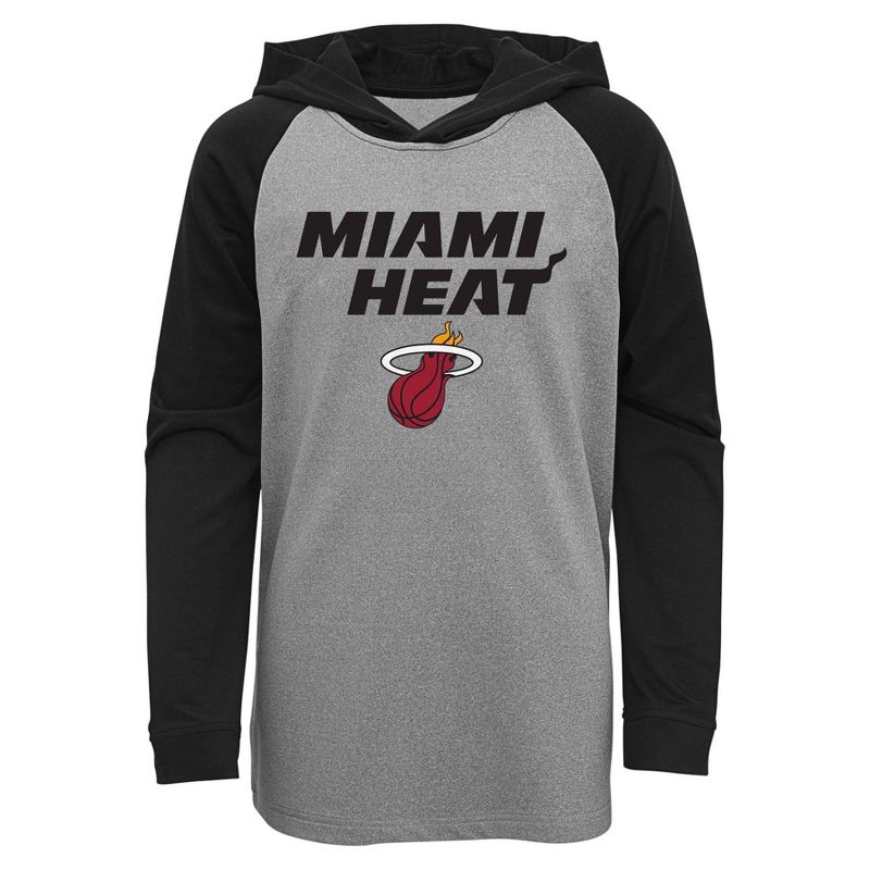 NBA Miami Heat Youth Gray Long Sleeve Light Weight Hooded Sweatshirt, 1 of 2