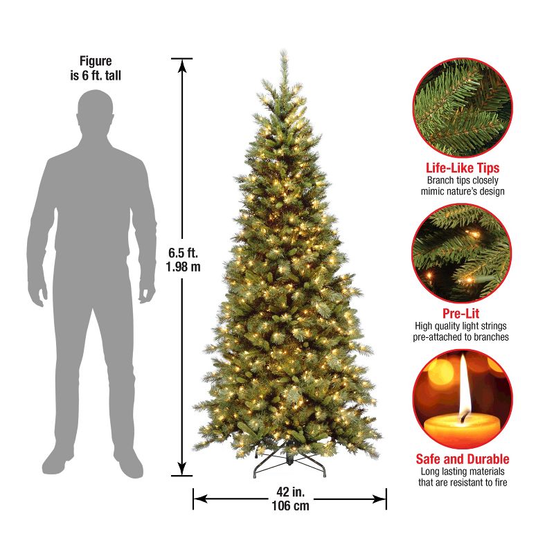 6.5' Pre-lit Slim Tiffany Fir Artificial Christmas Tree Clear Lights - National Tree Company, 5 of 6