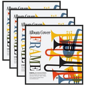 Americanflat 12.5x12.5 Album Frame with Plexiglass - Set of 4 - Record Album Frame for Vinyl LP Covers or Vinyl Records - Brooklyn Portrait Collection - 1 of 4