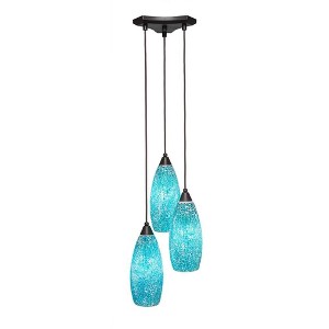 Toltec Lighting Europa 3 - Light Pendant in  Dark Granite with 5.5" Turquoise Fusion Shade - 1 of 1