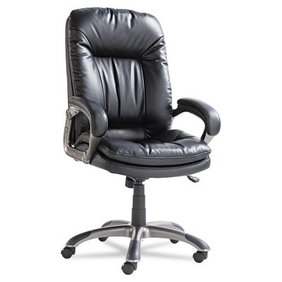 Black High-Back Leather Executive Swivel Chair with Adjustable Arms