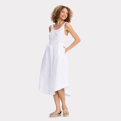 Women's Smocked Waist Poplin Midi A-Line Dress - Universal Thread™