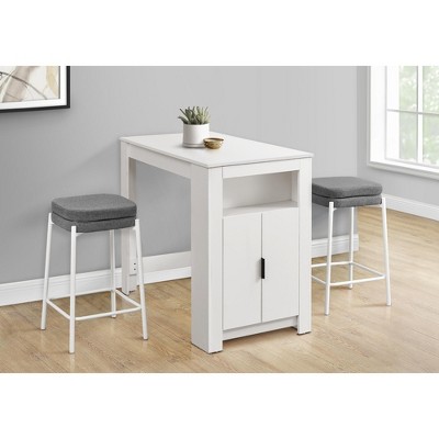 Vynxaria Dining Table, 48" Rectangular, Counter Height, Kitchen, Small, Storage, White Laminate, Contemporary, Modern