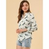 INSPIRE CHIC Women's Boho Floral Casual Ruffle Tie Keyhole Long Sleeve Blouse Top - 4 of 4