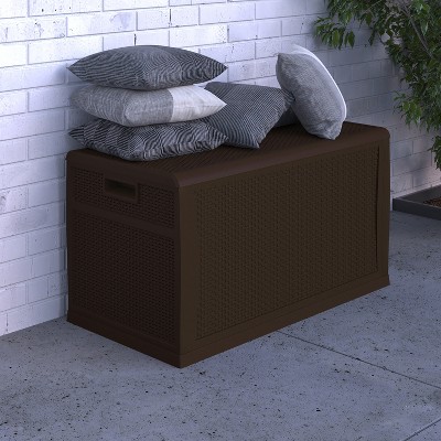 Brown 120 Gallon Lockable Plastic Deck Storage Box