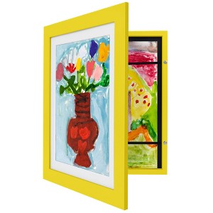 Americanflat Kids Art Frame 10x12.5 inches with 8.5x11 inches Mat - Composite Wood And Glass - Holds 100 Artworks - 1 of 4