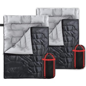 Zone Tech Double Camping Sleeping Bag w/Pillows  Lightweight Waterproof Adult & Kids Sleeping Bag Converts into 2 Single -Camping, Hiking. - 1 of 3