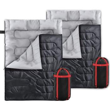 Zone Tech Double Camping Sleeping Bag w/Pillows  Lightweight Waterproof Adult & Kids Sleeping Bag Converts into 2 Single -Camping, Hiking.