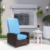 Outsunny Patio Wicker Recliner Chair with Footrest, Outdoor PE Rattan 360° Swivel Chair with Soft Cushion, Lounge Chair for Patio, Sky Blue - 2 of 4