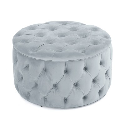 NicBex Modern 29.5" Round Ottoman Velvet Footstools with Button Tufted Top for Bedroom and Living Room