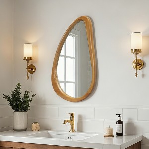 GDFStudio Jenera Modern Wood Irregular Teardrop Wall Mirror - 1 of 4