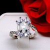 Zaire Statement Ring Created Fire Opal Clear CZ Womens Ginger Lyne Collection - image 3 of 4