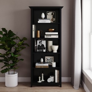 TOAOTBNBO Display Bookcase with 5 Open Stroage Compartment, Narrow Bookshelves with Wood Legs Freestanding Shelf for Living Room - 1 of 4