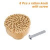 Unique Bargains Rattan Wood Handmade Round Dresser Cabinet Knobs with Screws - 3 of 4
