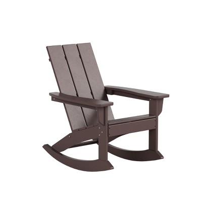 Dark Brown Plastic Adirondack Outdoor Rocking Chair