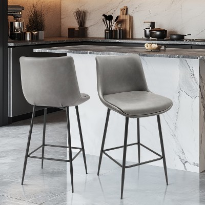 Vatros Counter Height Stools, FSC Certified Upholstered Faux Leather Bar Stools Set of 2