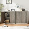 Fluted Buffet Sideboard Cabinet with Storage, 2/4 Doors & Adjustable Shelf,Handle,Spacious Tabletop,Modern Wood Coffee Bar Console Table - 3 of 4