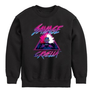 Boys' - Disney Villains - Cruella Savage Graphic Long Sleeve Fleece Sweatshirt - 1 of 4