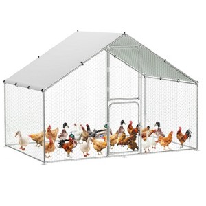 GustoWave Metal Chicken Coop with Cover  Large Walk-in Chicken Runs without ribs - 1 of 4
