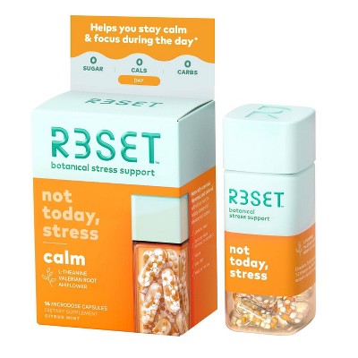R3SET Day Calm & Focus, Stress & Occasional Anxiety Day Vegan Supplements - 14ct