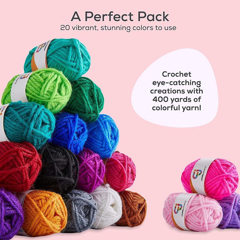 Jumblcrafts 20 Acrylic Yarn Skeins Crochet Starter Kit 20 Assorted Colors Acrylic Yarn Skeins, 4 of 7