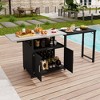 Outdoor Kitchen Island with Stainless Steel Top, 52.25" W Patio Grill Cart, Rolling Bar Cart with Spice & Towel Rack for Backyard Garden Pool - 2 of 4
