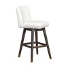 Armen Living Basila Wood Finish with Fabric Swivel Barstool - 3 of 4