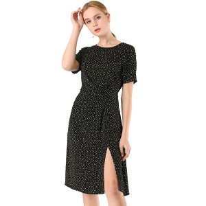INSPIRE CHIC Women's Polka Dot Short Sleeve Round Neck Midi Dress - 1 of 4