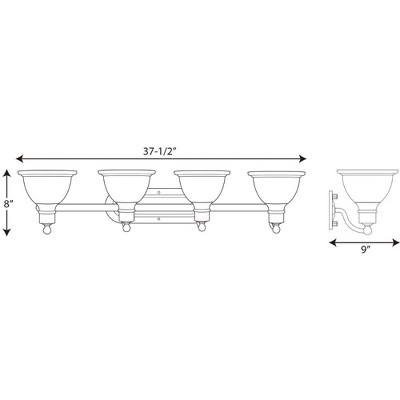 Antique Bronze 4-Light Wall Bracket with White Glass Shades