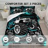 Acoinel 3 Pcs Monster Truck Lightwight Ultra Soft Comforter Set with 2 Pillowcases, QUEEN, Black - 2 of 4