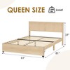 Full/Queen/King Size Bed Frame, Wooden Boho Platform Bed Frame with Natural Rattan Headboard, Cane Bed Frame with 2 Storage Drawers - 3 of 4
