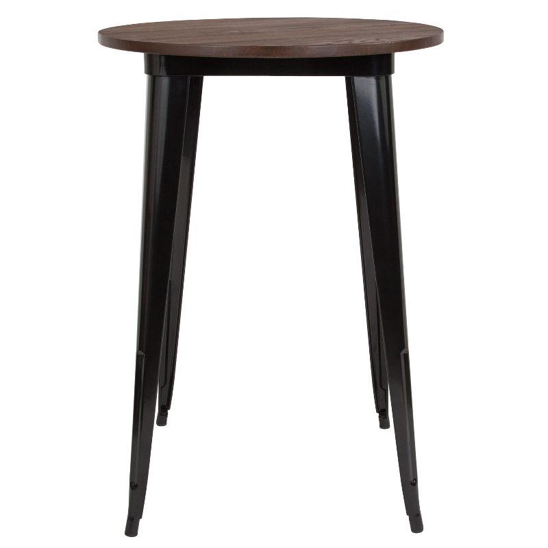 Flash Furniture 30" Round Metal Indoor Bar Height Table with Rustic Wood Top, 4 of 5