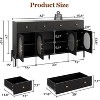 DobleePy 62" Black Buffet Cabinet with Storage, Sideboard Cabinet with 3 Drawers and 4 Fluted Glass Doors for Dining Room, Kitchen, Coffee Bar - 2 of 4