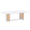 Wood Coffee Table, Chinese Style Solid Wood Imitation Rattan Rectangular Low Table, Multi-functional End Table Dining Table,white - 4 of 4