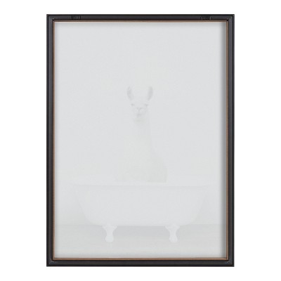 Gold Framed Alpaca in Tub Digital Art Print, 18" x 24"