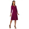 Rekucci Women's Slimming 3/4 Sleeve Fit and Flare Crossover Tummy Control Dress - Magenta , 18 - 3 of 4