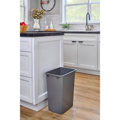 Gray Plastic Pull-Out Kitchen Trash Bin Set, 35 Quart, 2 Pack