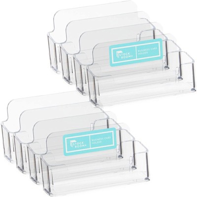 Stockroom Plus 8-Pack Clear Plastic Desktop Business Card Holder Name Card Display Stand, 3.75 x 1.8 x 1.15 in