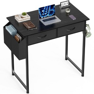 TUYOHW Modern Writing Desk with 2 Drawers &Side Storage Pocket,Computer Desk for Studying,Dressing,and Crafting,30.6" Height - 1 of 4