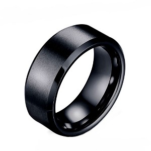 8mm Wedding Band Ring Womens Mens Black Stainless Steel Ginger Lyne Collection - 1 of 4