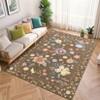 Rug Boho Floral Rugs, Large Area Rug Machine Washable Rugs Ultra-Thin Flower Carpet Non Slip Low Pile Carpet Rug - 3 of 4