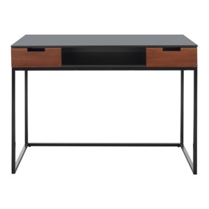 Vance 2 Drawer 1 Shelf Desk - Black/Brown - Safavieh - 1 of 4