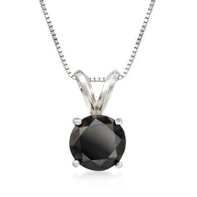 Ross-Simons 2.00 Carat Black Diamond Solitaire Necklace in 14kt White Gold