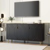 ORRD 70" Modern TV Stand - 3-Door Media Console with Adjustable Shelves for Living Room（Black） - 3 of 4