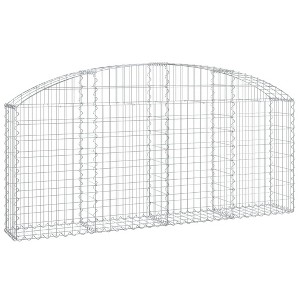 vidaXL Gabion Basket Silver Galvanized iron 78.7x11.8x31.5/39.4 in - 78.7" x 11.8" x 31.5"/39.4" - 1 of 4